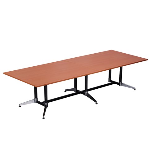Typhoon Boardroom Table Dual Post, 2 PC Top, Dbl Stage L3200xW3200xH750mm, Cherry Top